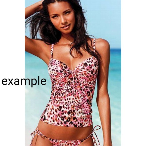 Victoria Secret Swim Push Up Tankini Top Agua Animal Print Tie Front 32 C - Picture 8 of 8